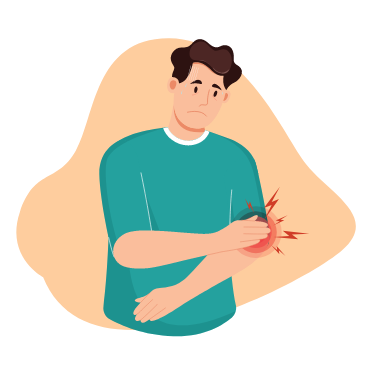 Illustration d’un homme se tenant le coude gauche douloureux